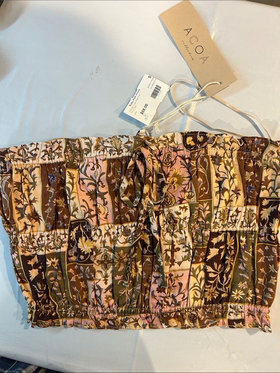 Acoa Other - ACOA Floral Smocked Tube Top in Brown/Pink